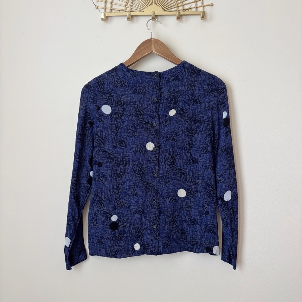 Rodebjer Blue Indus Moons Button Back Reversible Blouse XS - Picture 3 of 8